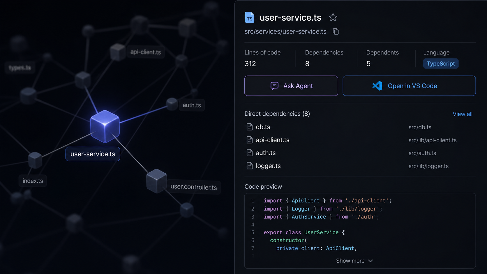 Holocron VR selected node info panel